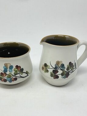 Denby Shamrock (retired) Stoneware Creamer Jug & Open Sugar Set